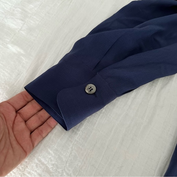 Burberry’s Blue Silk Button Down Shirt - Picture 6 of 6